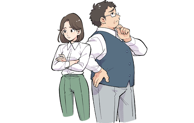 悩みを抱える先生たちのイラスト