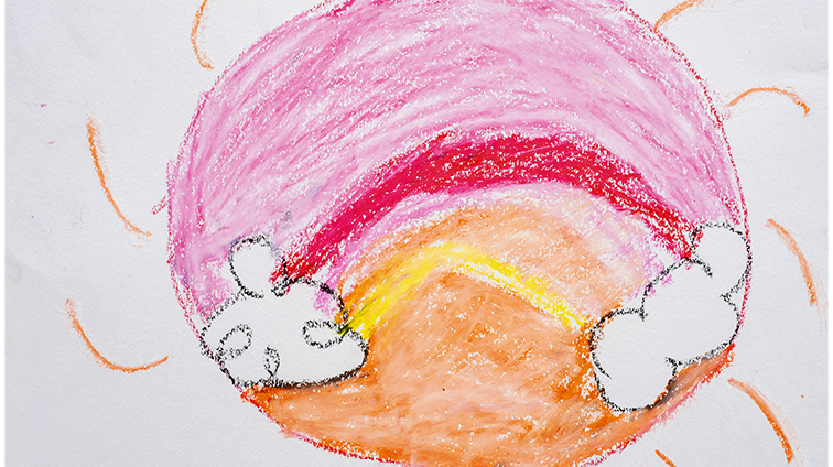 たいようさんの なかに にじ