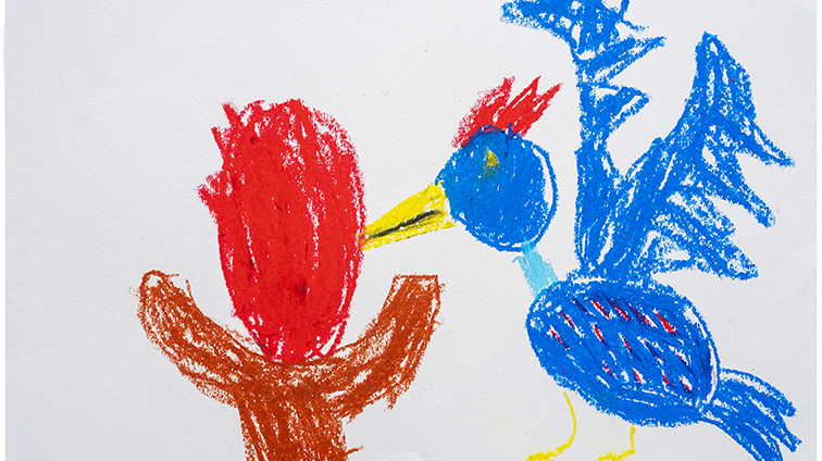 たいようを つついている きつつき