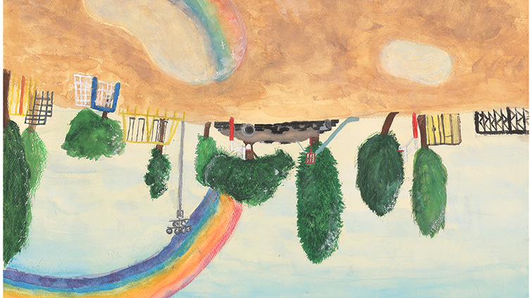 逆上がりで一瞬だけ見える校庭